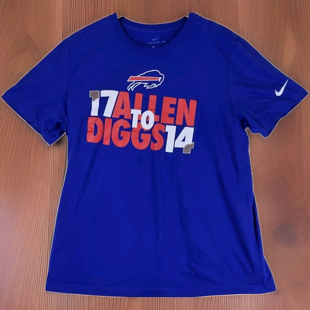 Nike Buffalo Bills Football Men's XL T-Shirt 17 Allen To Diggs 14 Fanatics Blue